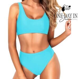 Tempt me High Waist Crop Bikini Swimsuit Size L